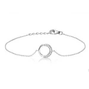 Silver & Co Open Circle Half Cubic Zirconia Bracelet SBG0043
