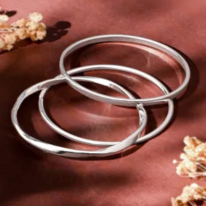Silver Bangle Bracelets Set Of 3