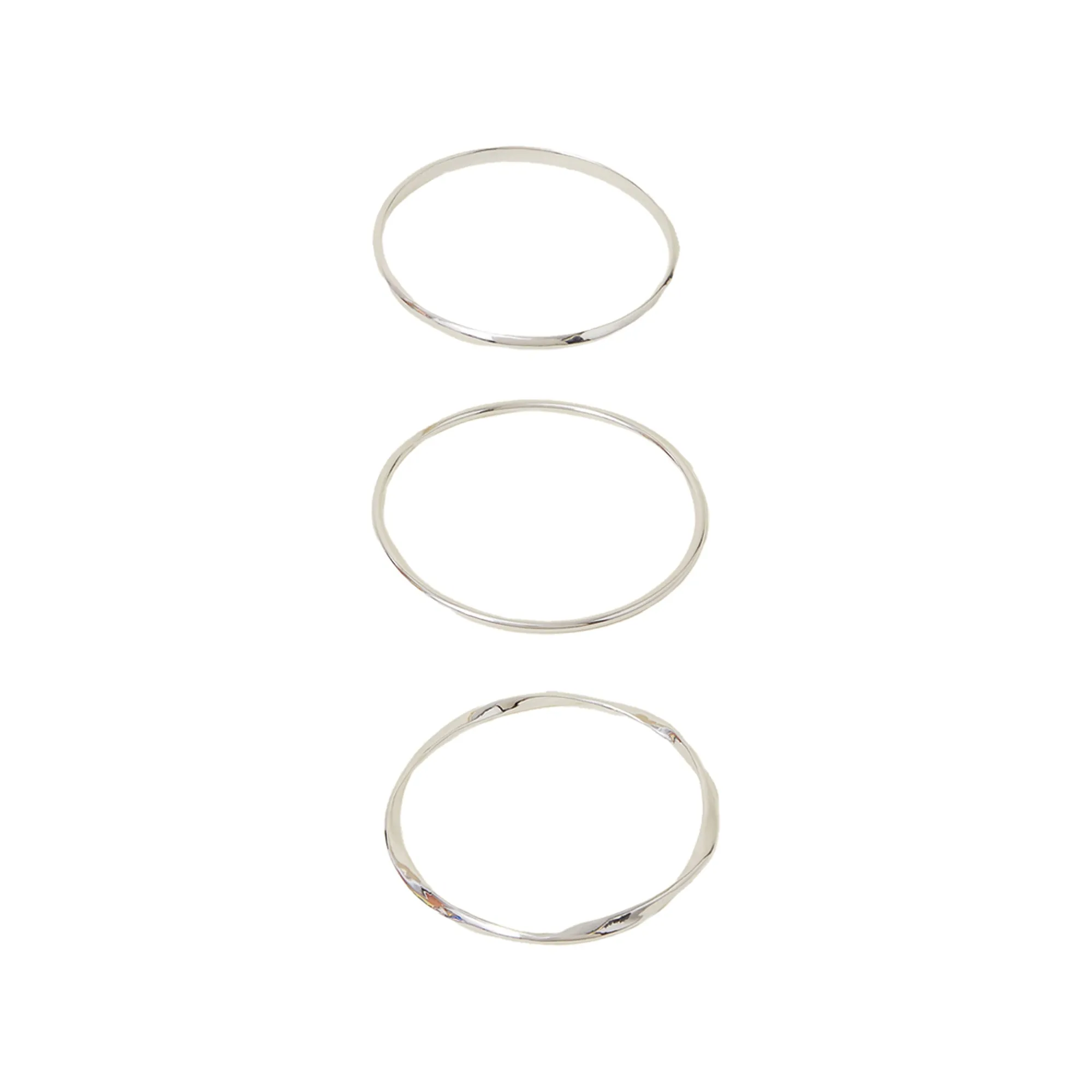 Silver Bangle Bracelets Set Of 3