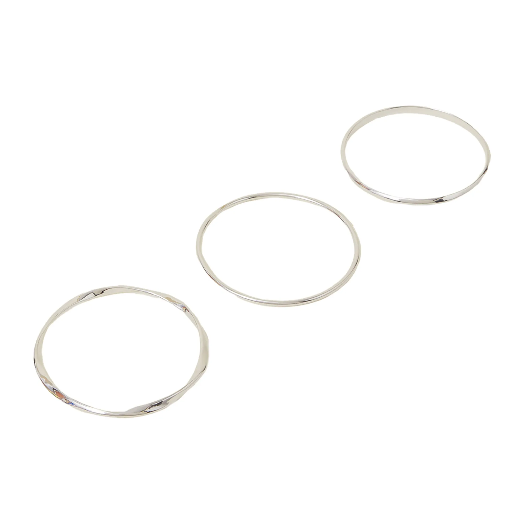 Silver Bangle Bracelets Set Of 3