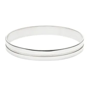 Silver Bangle Polished with Single Groove Small