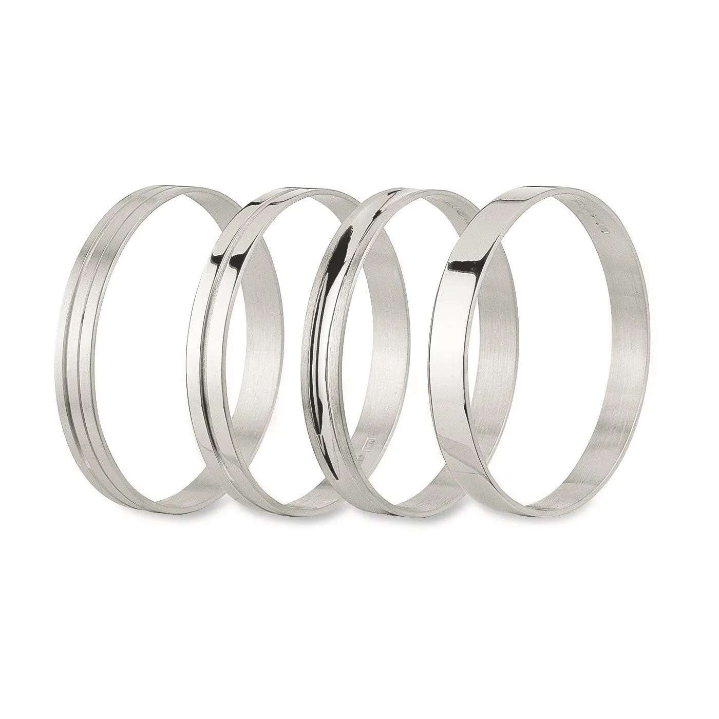 Silver Bangle Satin with Polished Valley Small