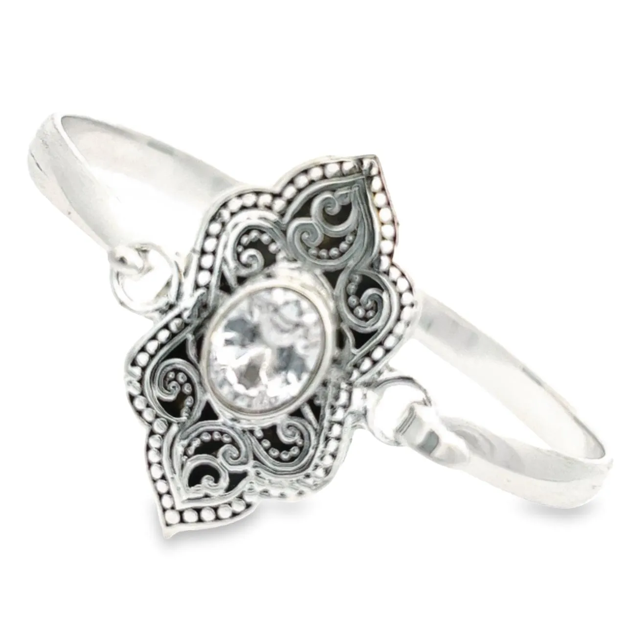 Silver Crystal Filigree Bracelet