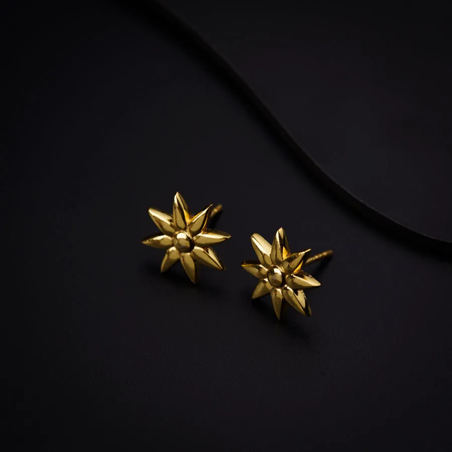 Silver Flower Earring Gold Plated (Medium)