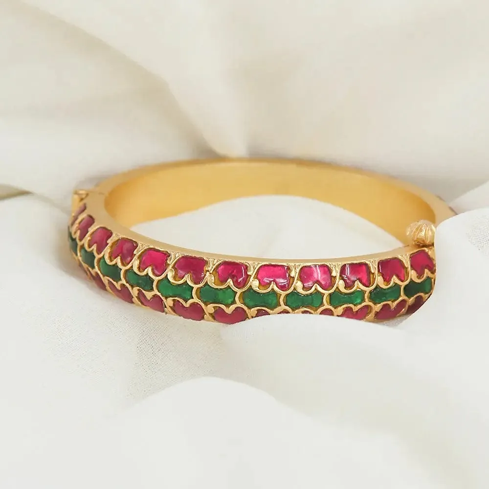 Silver kundan bangle