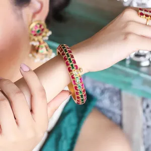 Silver kundan bangle
