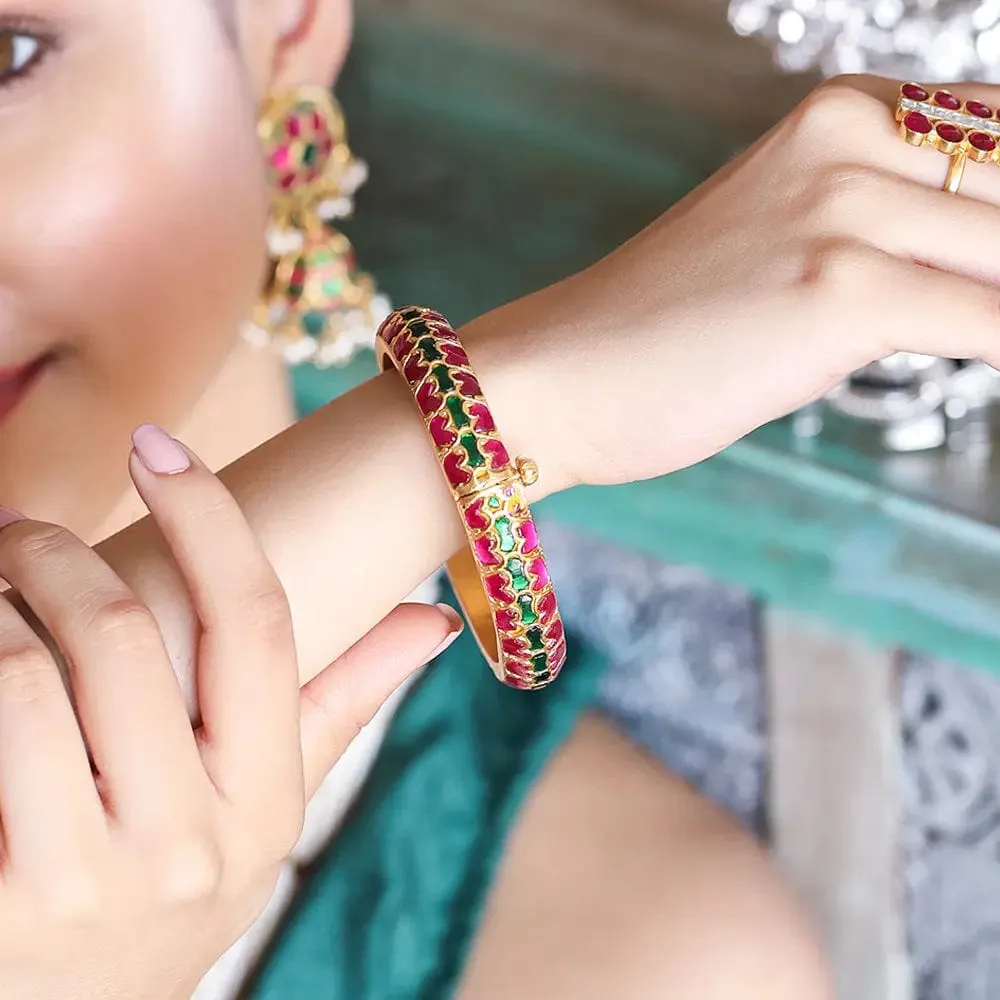 Silver kundan bangle