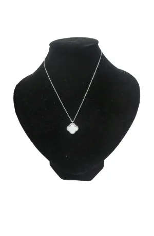 Silver MOP Clover Charm Necklace