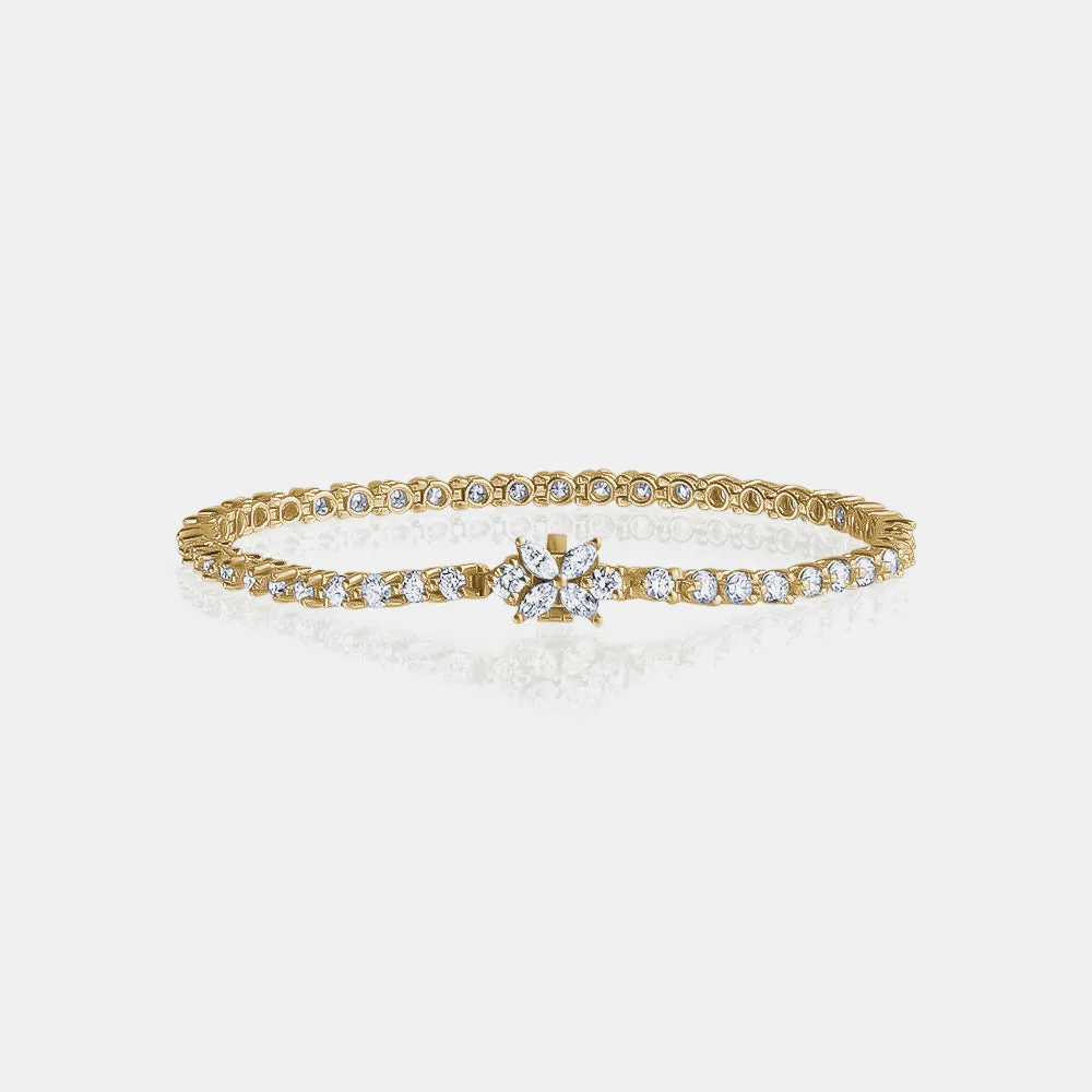 Single Prong Tennis Bracelet with Marquise Shape Clasp