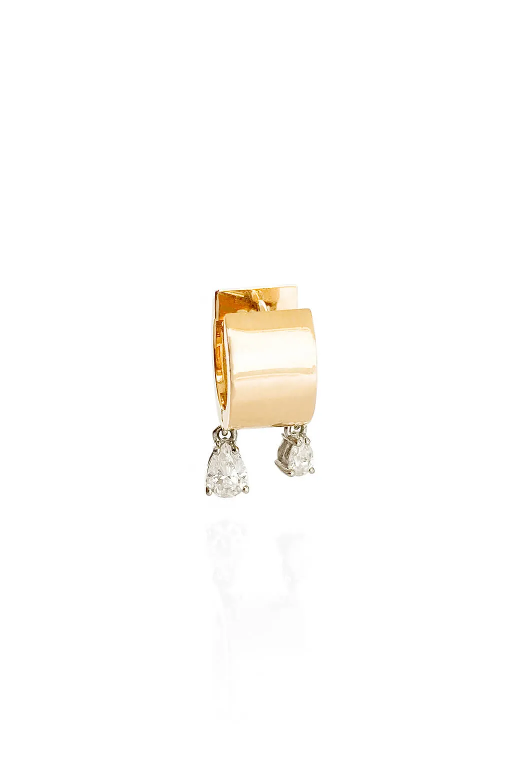 Small Tube Drops gold earring
