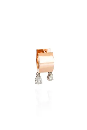 Small Tube Drops gold earring