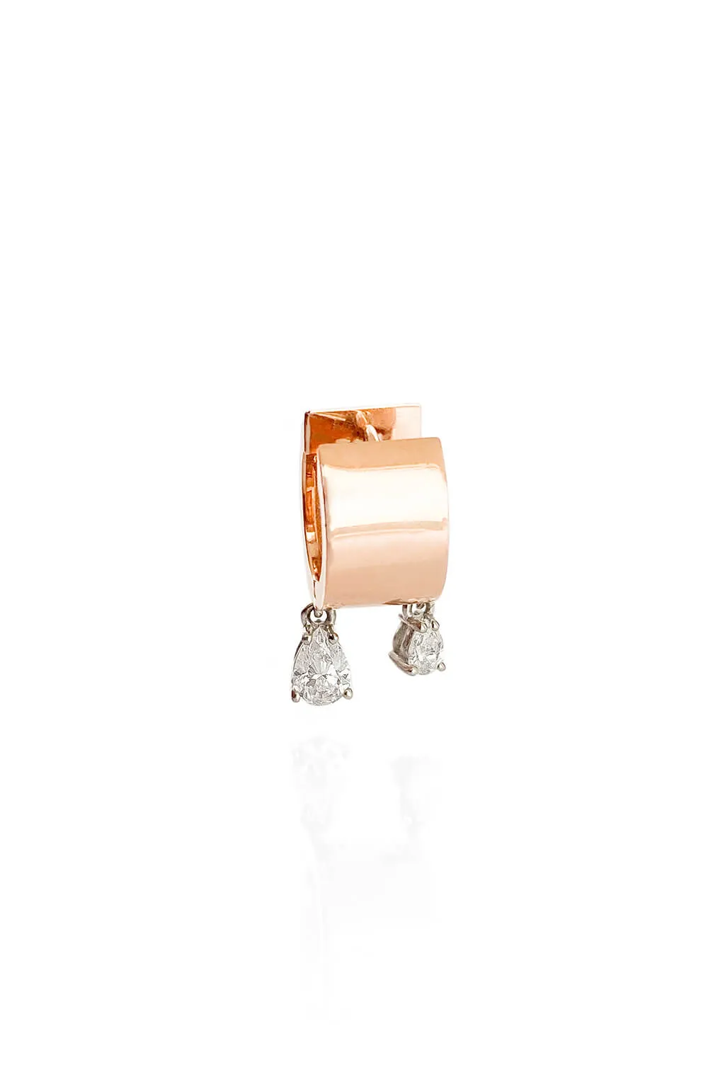 Small Tube Drops gold earring