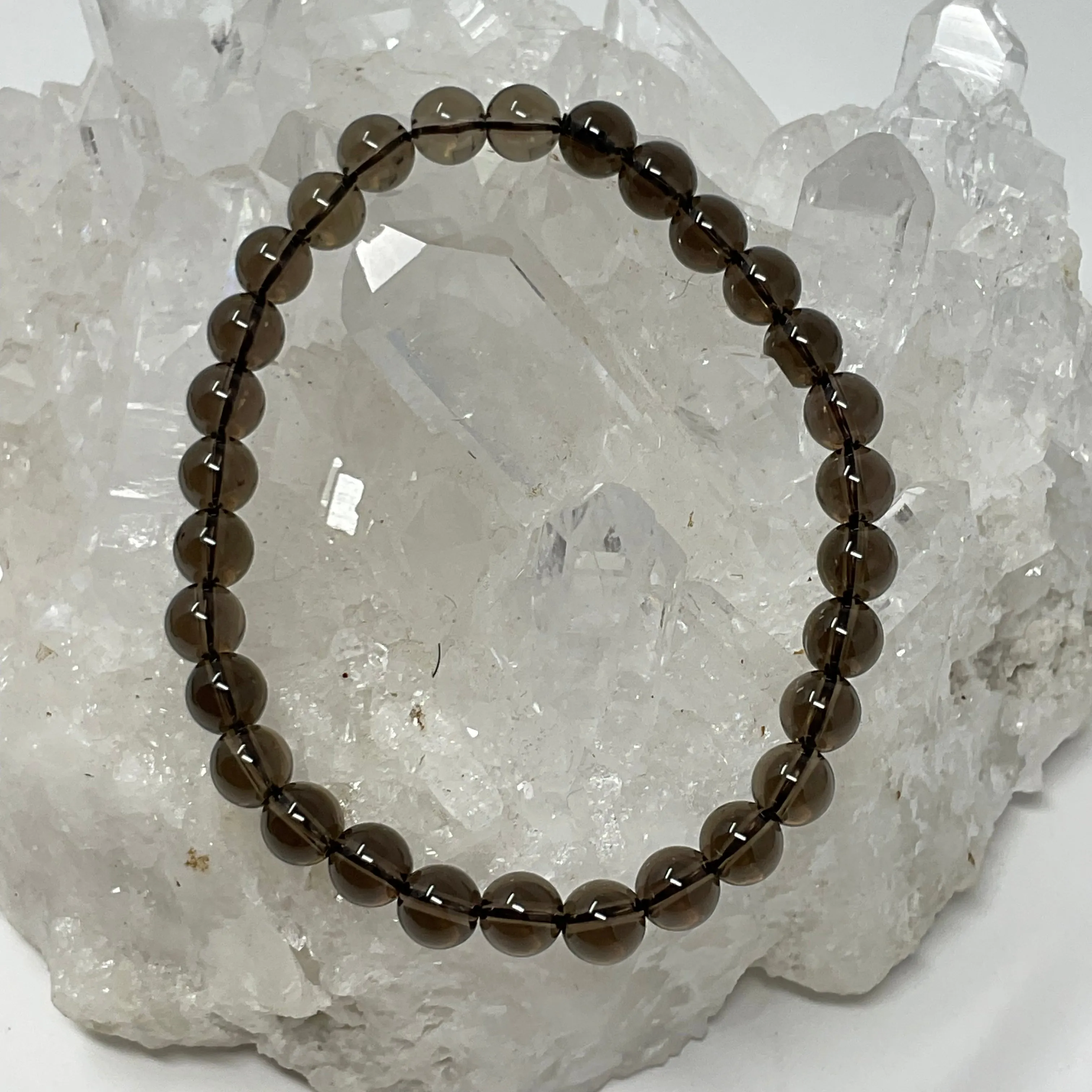 Smoky Quartz 6mm Round Bracelet