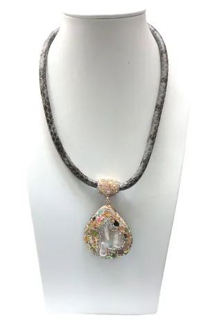 Snake Leather Necklace Pearl Pendant
