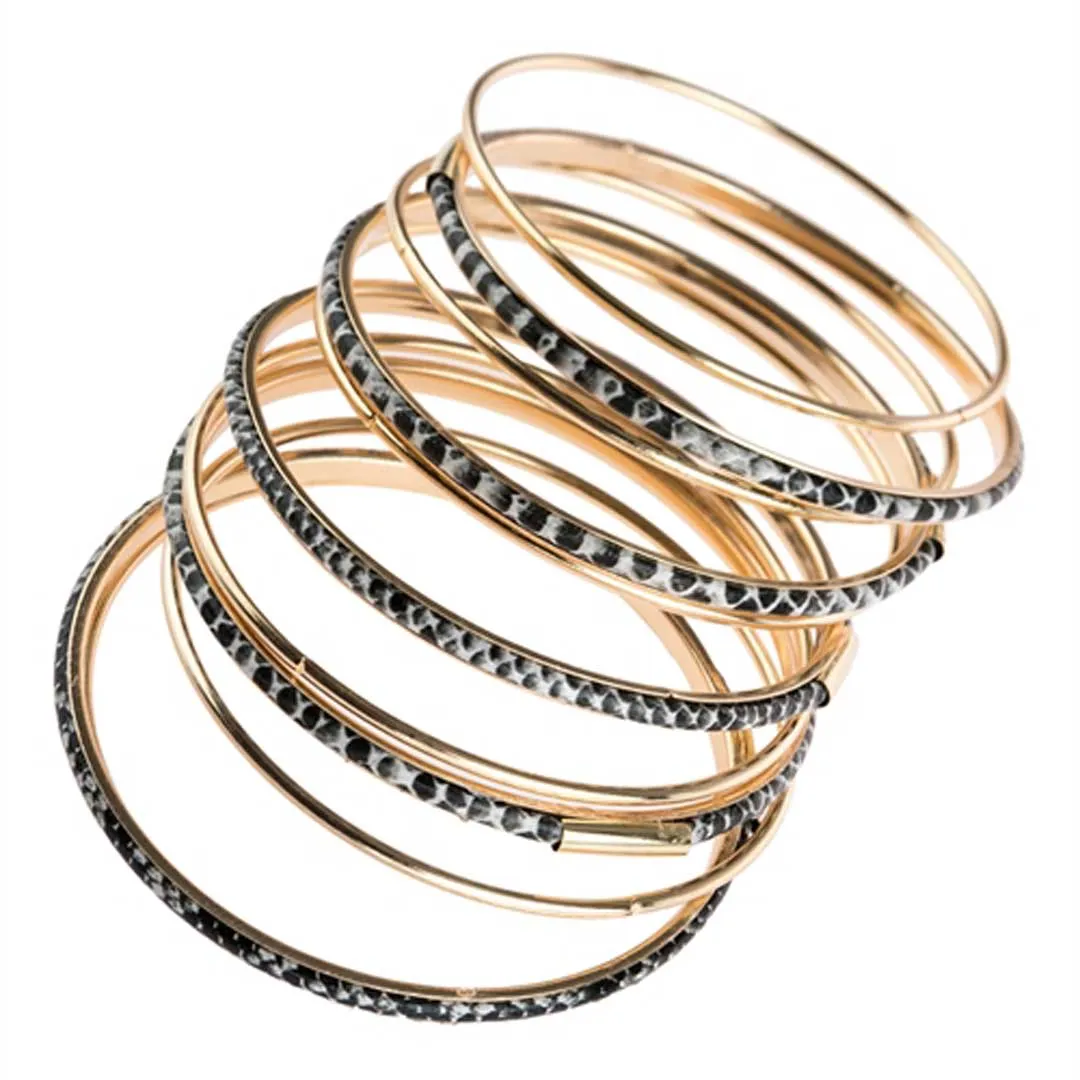 Snake Print Bangles Bracelet Set
