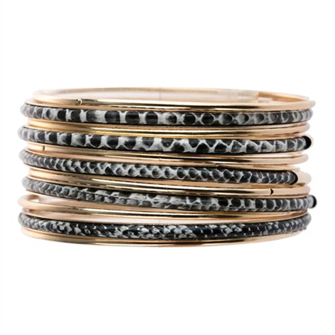 Snake Print Bangles Bracelet Set