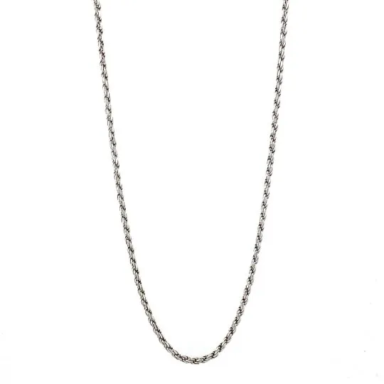 Solid Italian Sterling Silver Rope-Link Chain Necklace