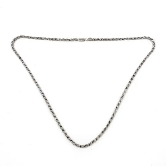 Solid Italian Sterling Silver Rope-Link Chain Necklace