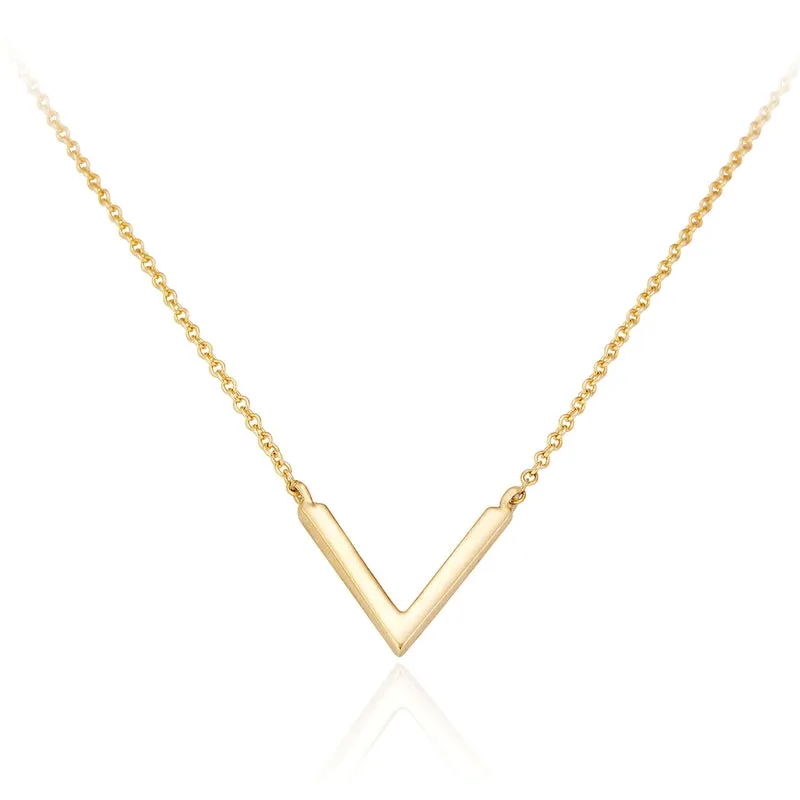 Spoke925 - Vana V Shaped Gold Pendant Necklace