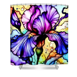 Stained Glass Iris 1 - Shower Curtain