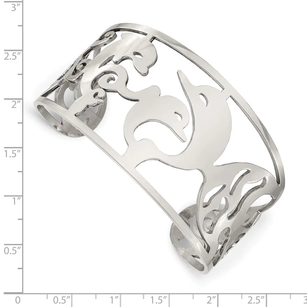 Stainless Steel Dolphins Cuff Bangle