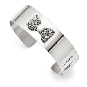 Stainless Steel Mesh Bow Tie Polished Bangle