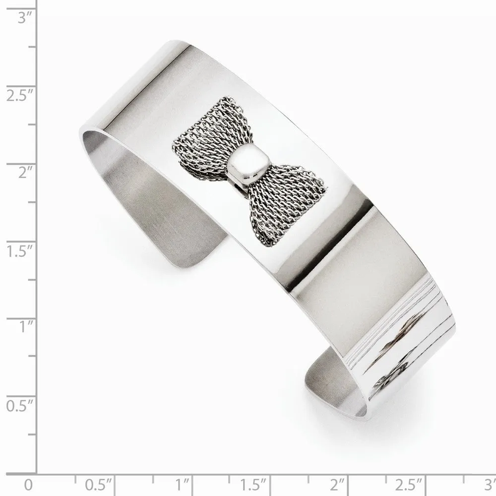 Stainless Steel Mesh Bow Tie Polished Bangle