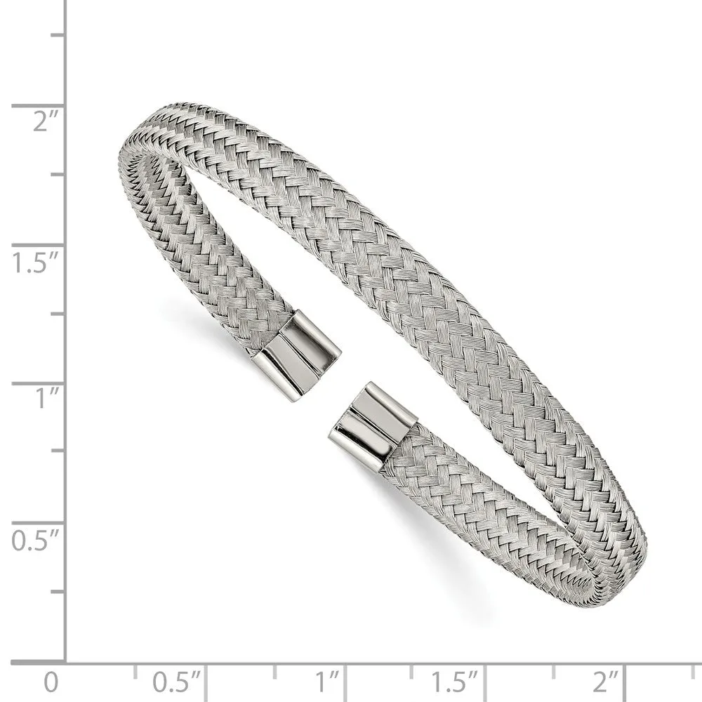 Stainless Steel Polished 6.00mm Mesh Wire Cuff Bangle