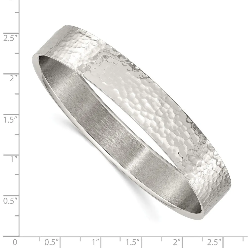 Stainless Steel Polished and Brushed Hammered Bangle