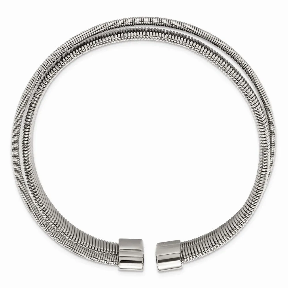 Stainless Steel Polished and Textured Moveable Cuff Bangle