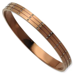 Stainless Steel Polished Brown IP Plated w/ CZs Bangle