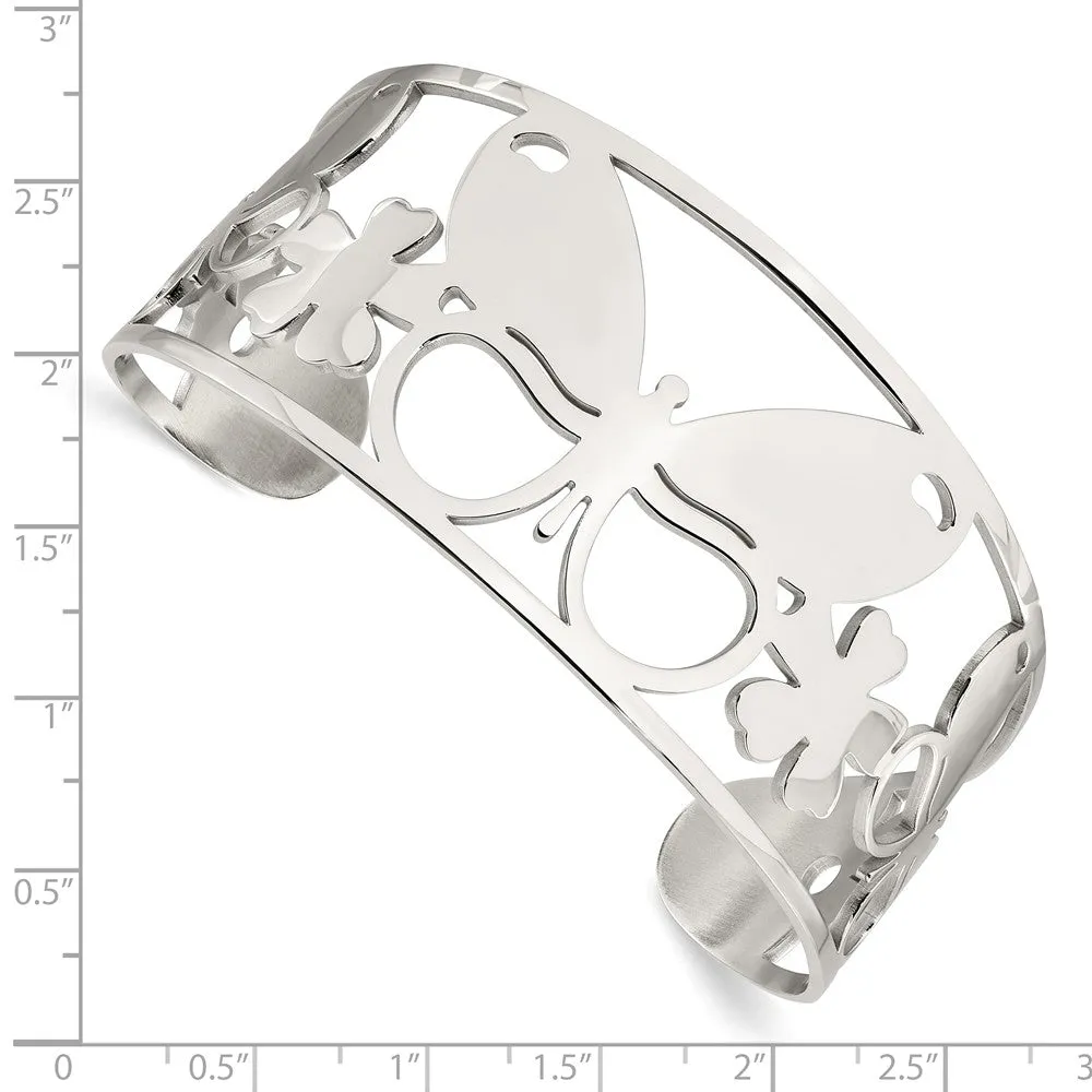 Stainless Steel Polished Butterfly Cuff Bangle