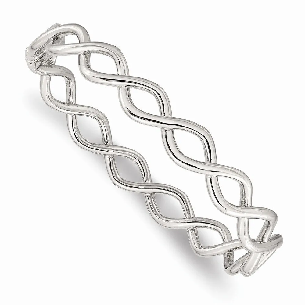 Stainless Steel Polished Criss Cross Hinged Bangle
