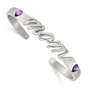 Stainless Steel Polished CZ Mom Bangle