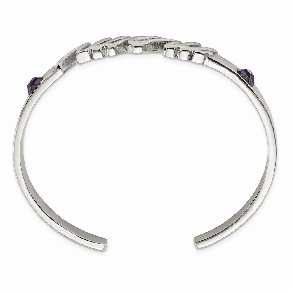 Stainless Steel Polished CZ Mom Bangle