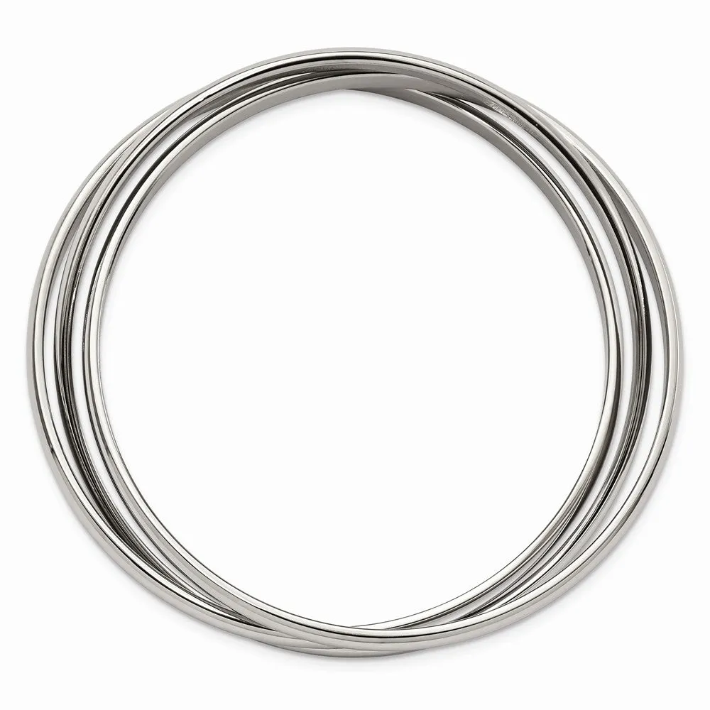 Stainless Steel Polished Intertwined Bangles