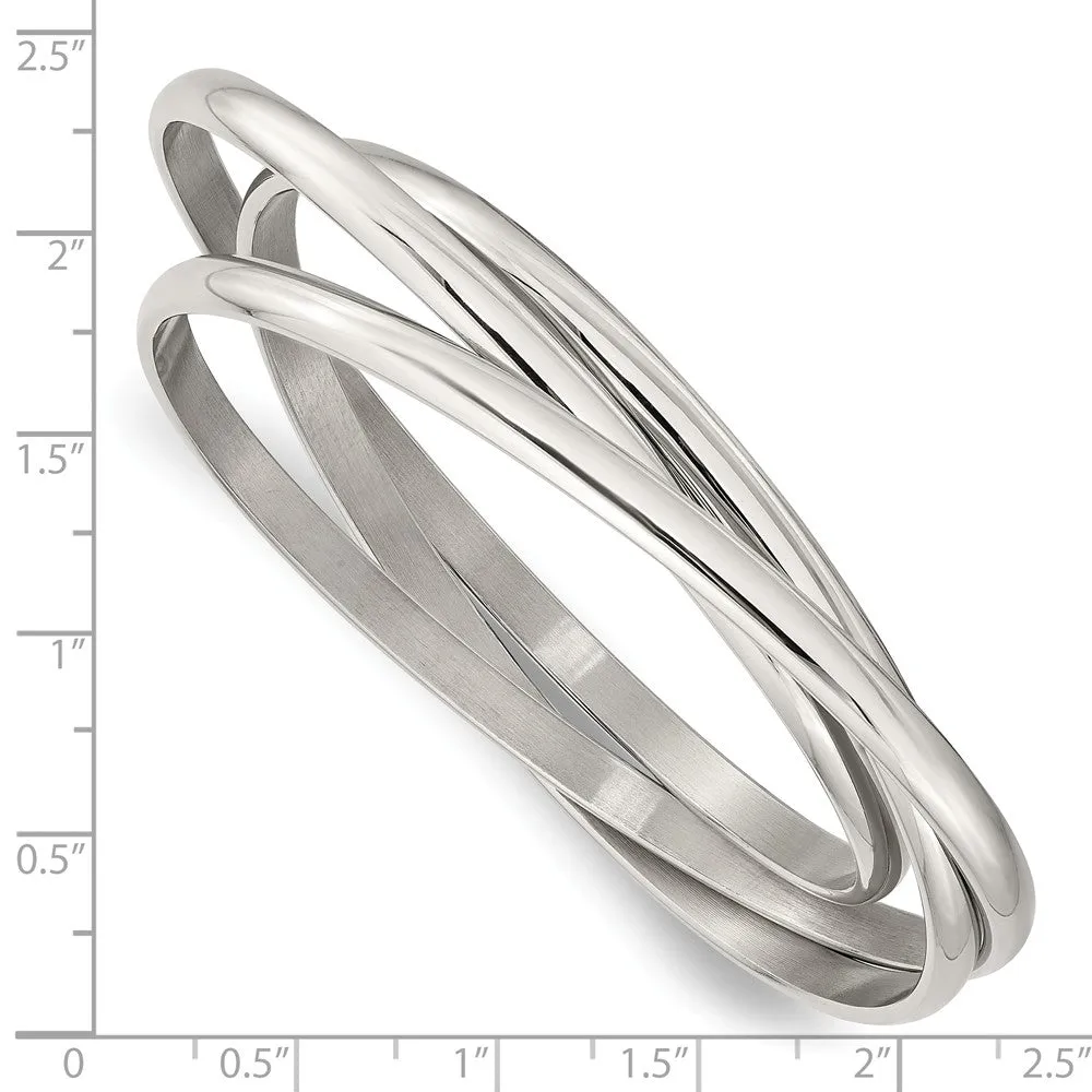 Stainless Steel Polished Intertwined Bangles