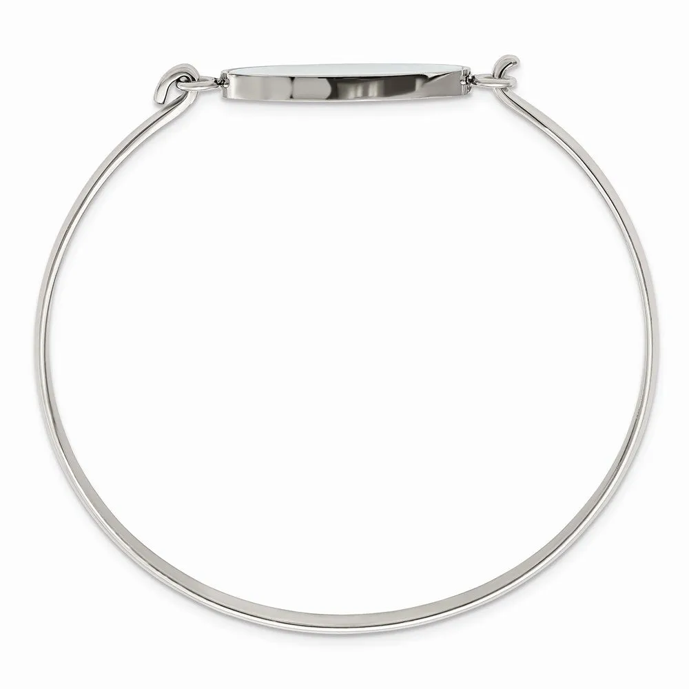 Stainless Steel Polished Oval Mother of Pearl Bracelet