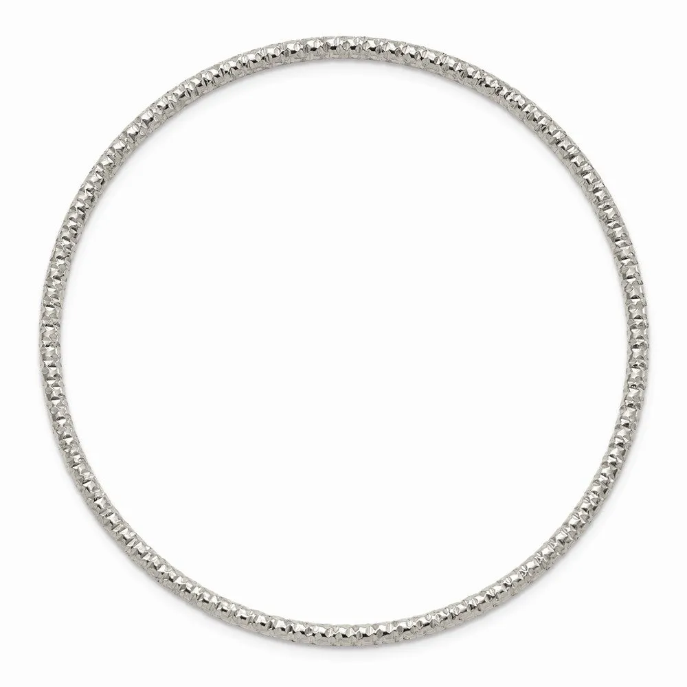 Stainless Steel Polished Textured 2mm Slip on Bangle