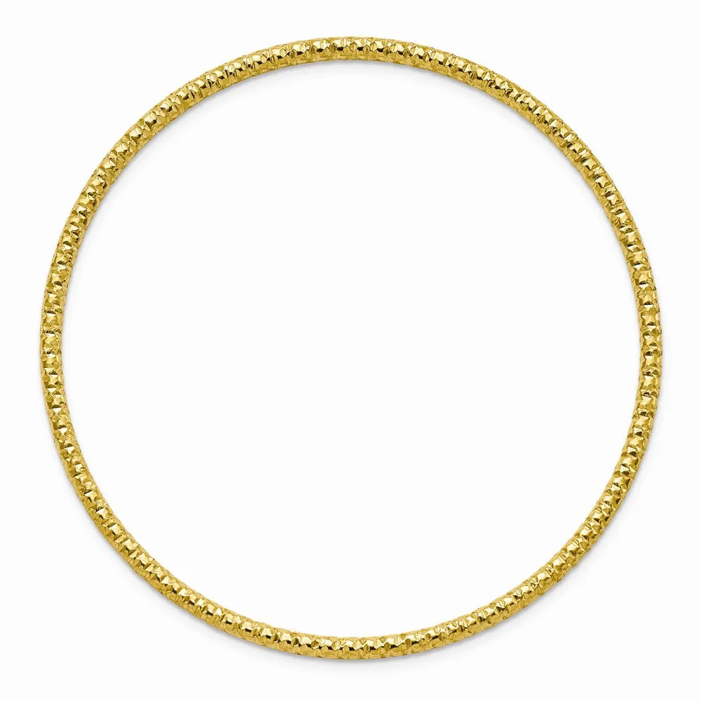 Stainless Steel Polished Textured Yellow IP-plated 2mm Slip on Bangle