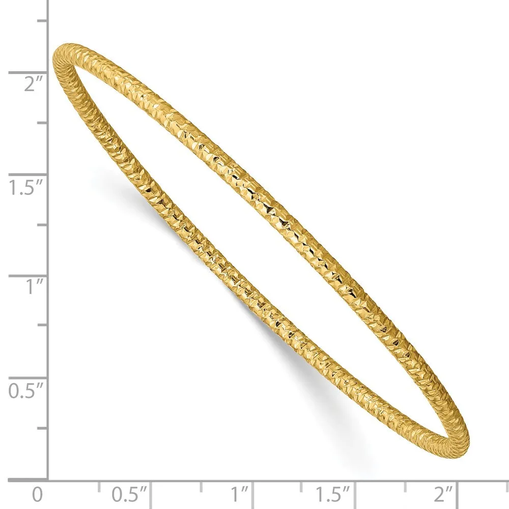 Stainless Steel Polished Textured Yellow IP-plated 2mm Slip on Bangle