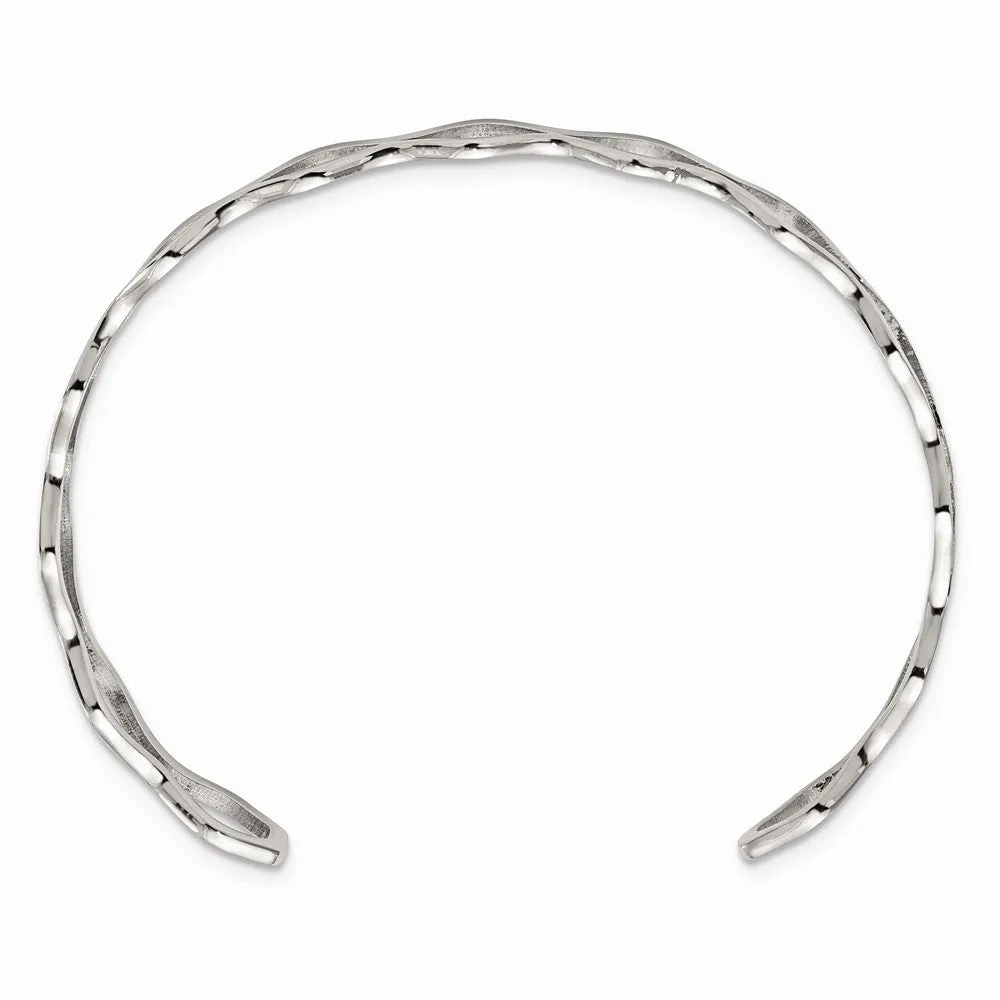 Stainless Steel Polished Wavy Cuff Bangle