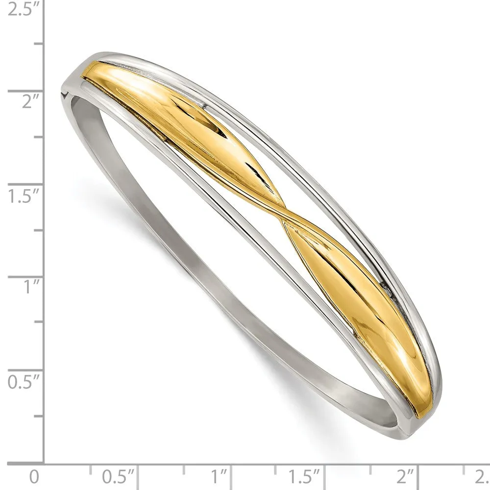 Stainless Steel Polished Yellow IP-plated Hinged Bangle