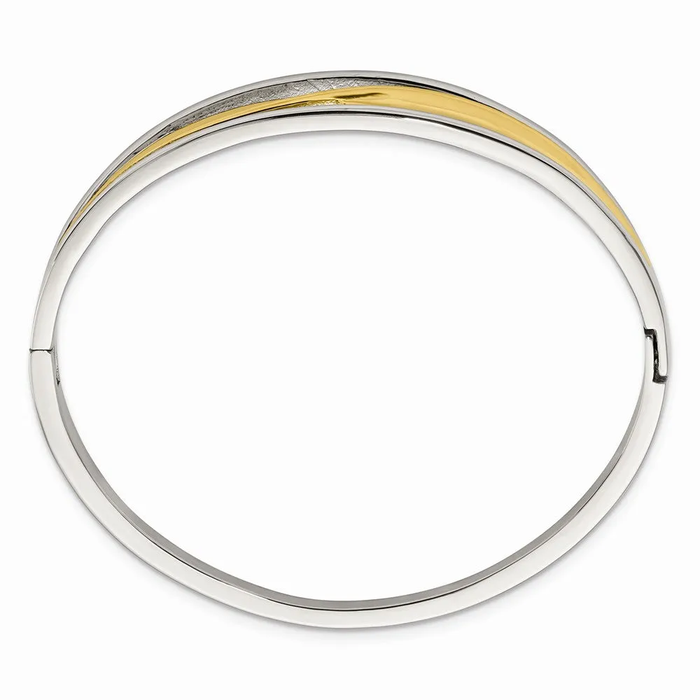 Stainless Steel Polished Yellow IP-plated Hinged Bangle