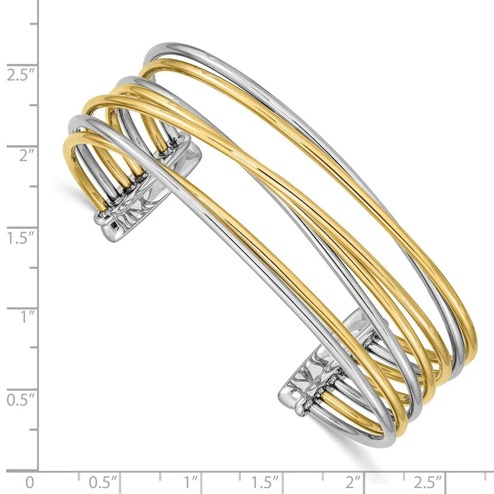Stainless Steel Polished Yellow IP-plated Twisted Cuff Bangle