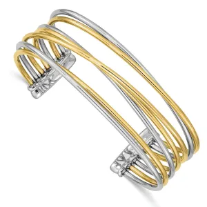 Stainless Steel Polished Yellow IP-plated Twisted Cuff Bangle