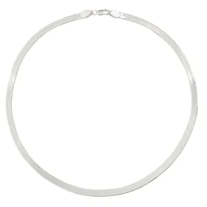 Sterling Silver 5mm Flat Wide Herringbone Chain - Classic Minimalist Necklace