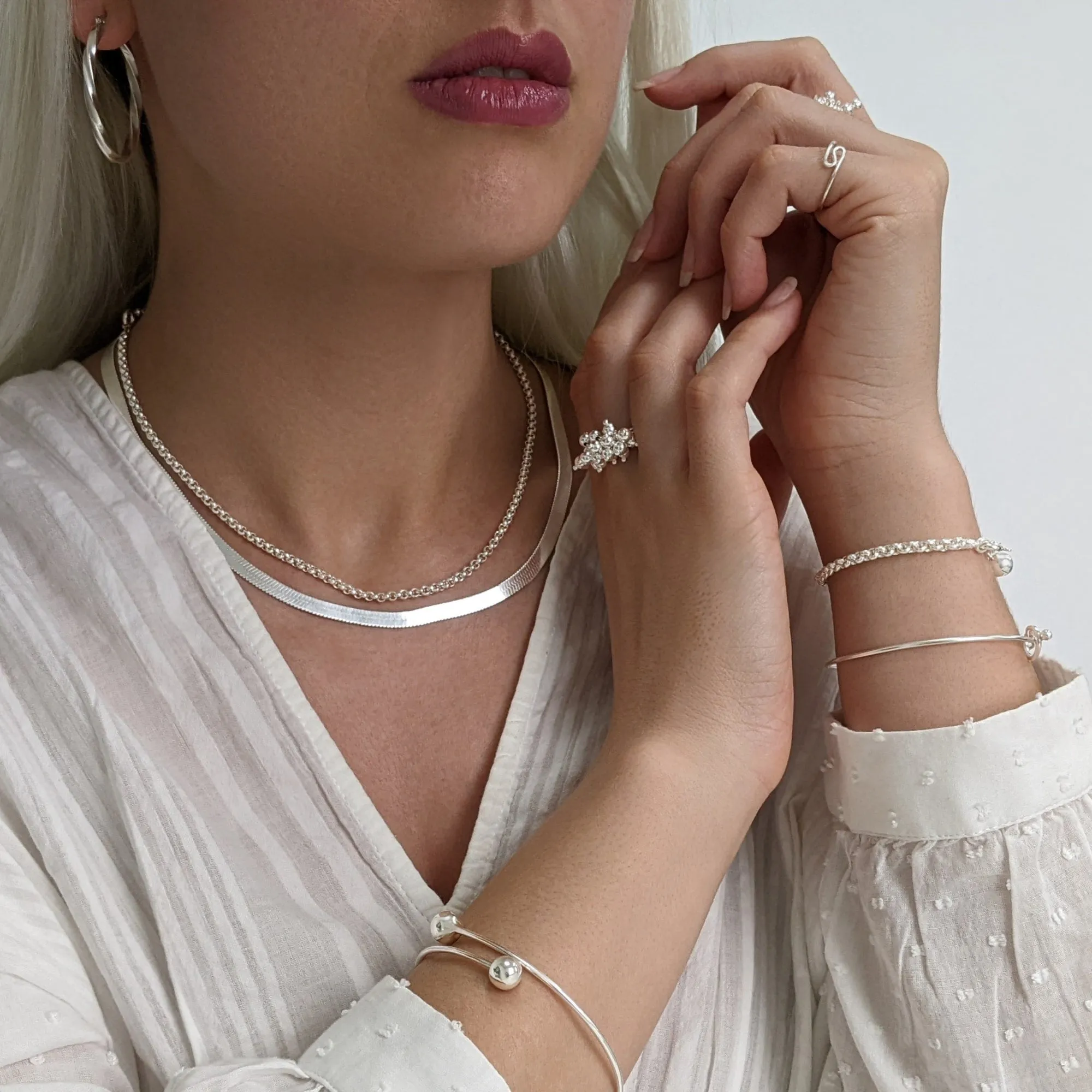 Sterling Silver 5mm Flat Wide Herringbone Chain - Classic Minimalist Necklace