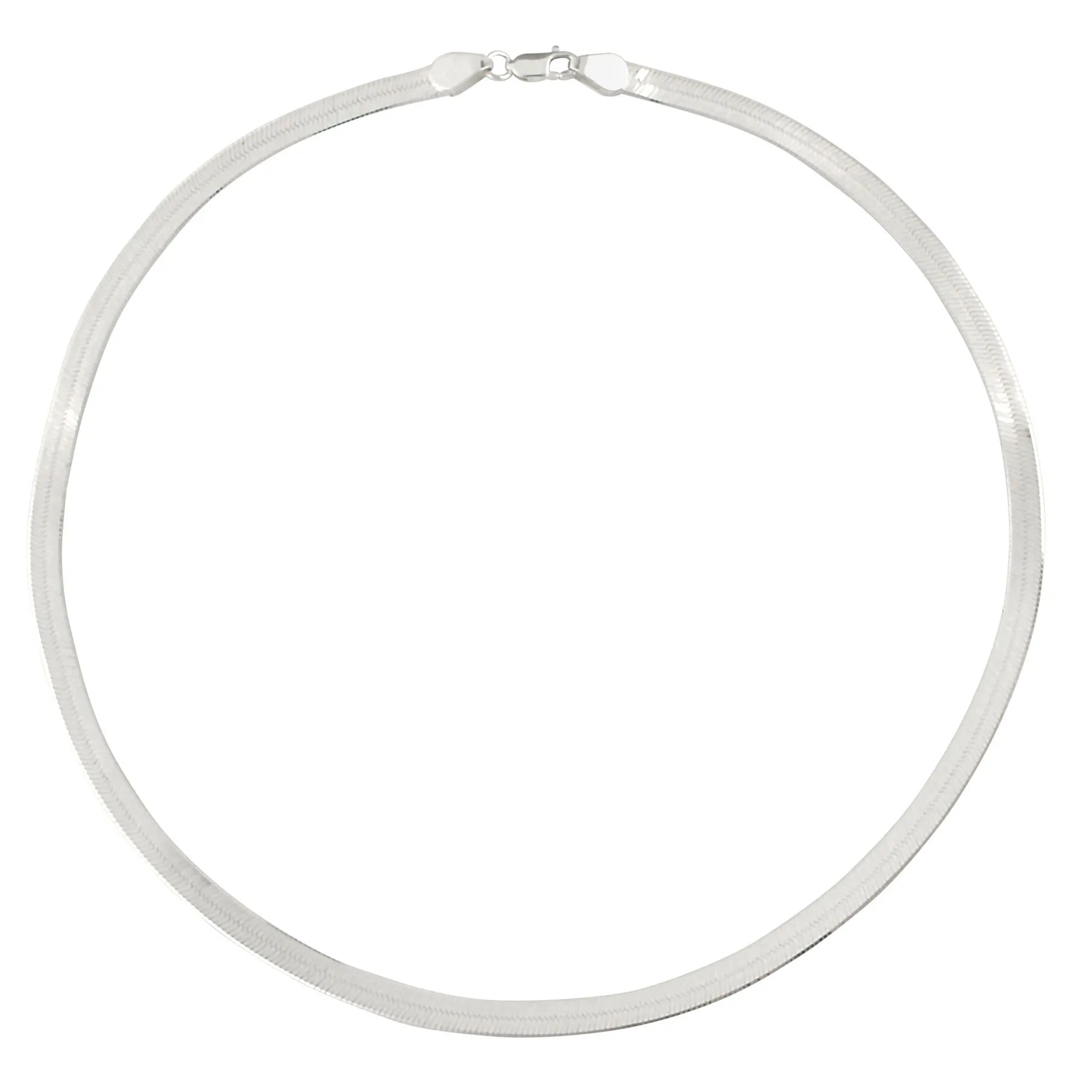 Sterling Silver 5mm Flat Wide Herringbone Chain - Classic Minimalist Necklace