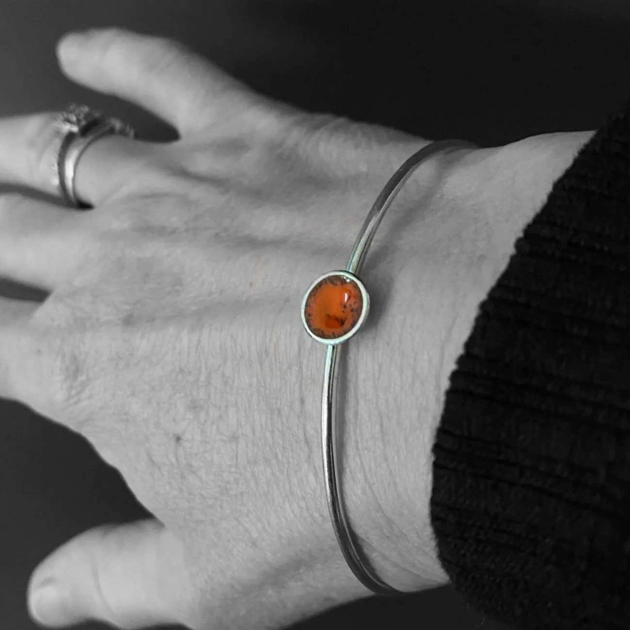 Sterling Silver Enamel Disc Bangle